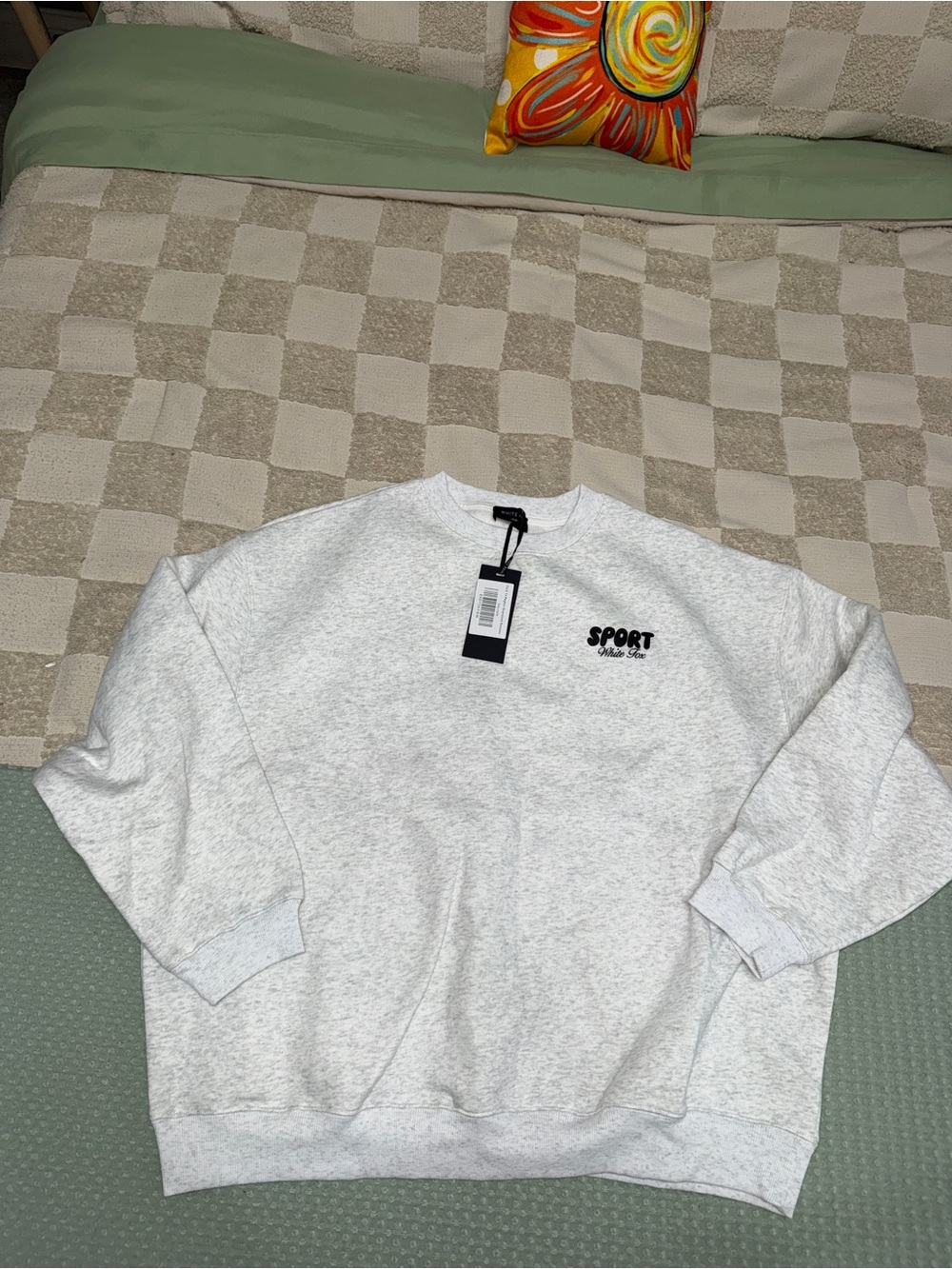 White Fox Club 14 Peyton Oversized Sweater Grey Marle S/M EXD1724-2-S/M NWT